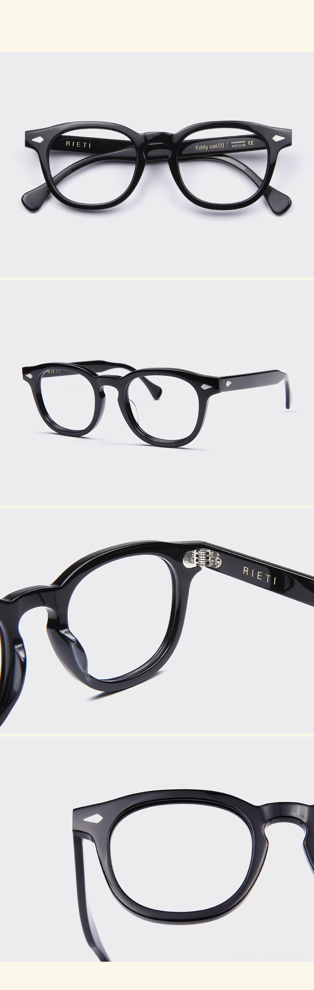 【RIETI】EDDY col.1 (BLACK) Rieti] EDDY Col.1 Glassess (Black) (3 Size) *Limited Time